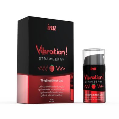 Жидкий вибратор Intt Vibration Strawberry (15 мл), густой гель, очень вкусный, действует до 30 минут