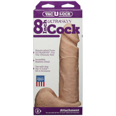 Фаллоимитатор Doc Johnson Vac-U-Lock - 8 Inch ULTRASKYN Cock White, диаметр 5,1см